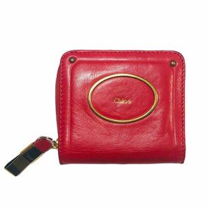 Chloé red leather zipped wallet